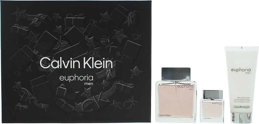 Calvin Klein Euphoria Men 3 Piece Gift Set: Eau De Toilette 100ml - Aftershave Balm 100ml - Eau De Toilette 15ml