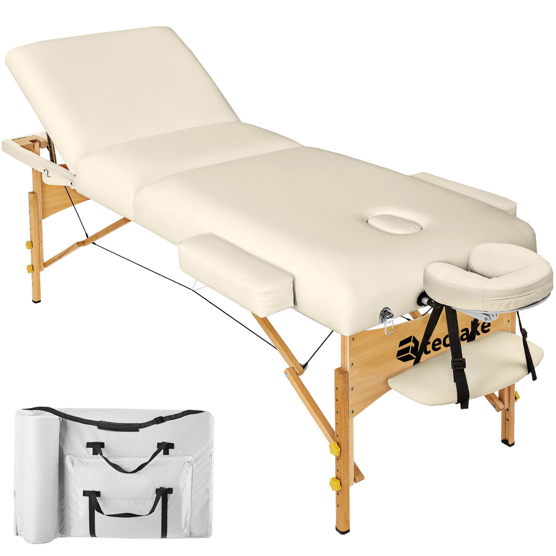 tectake Massagebriks med 3 zoner 10cm polstring + taske - beige