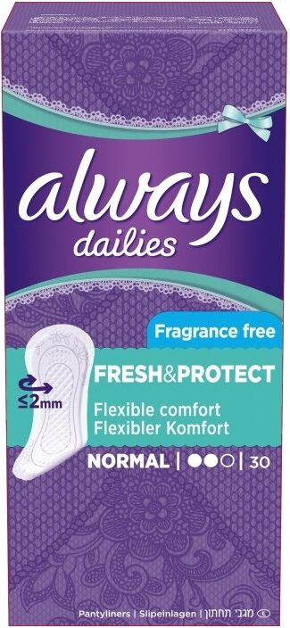 Dailies Fresh &amp; Protect Pantyliners Normal 30 stk Trusseindl&aelig;g