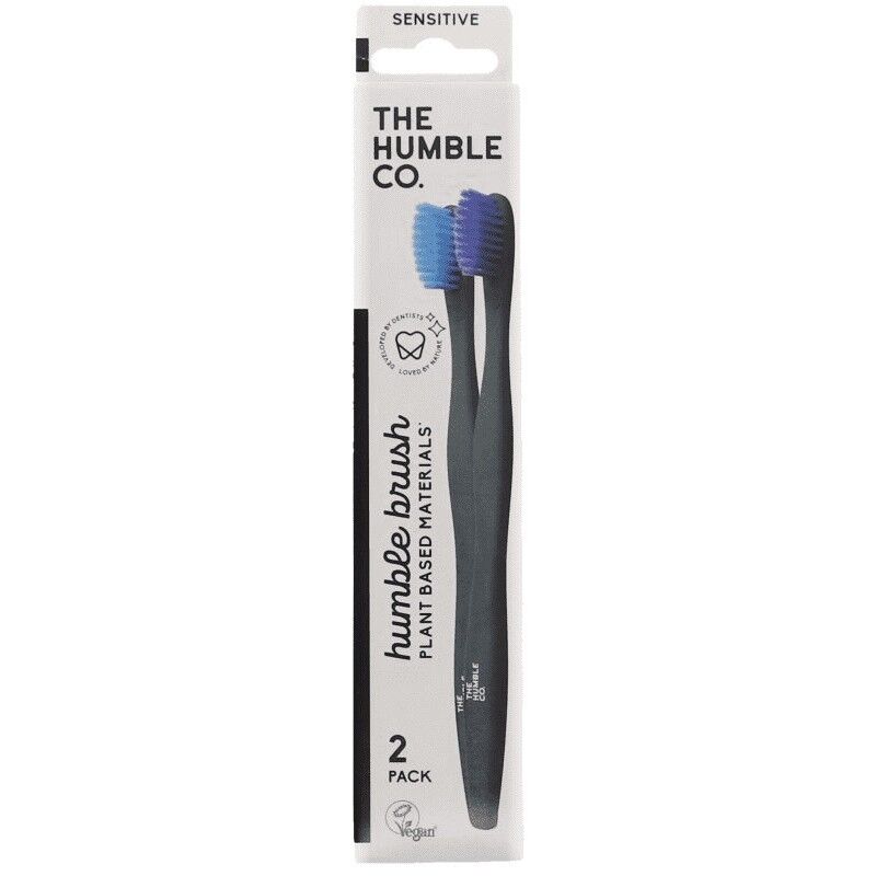 Humble Brush Plant Based Adult Toothbrush Purple &amp; Blue Sensitive 2 stk Tandb&oslash;rste