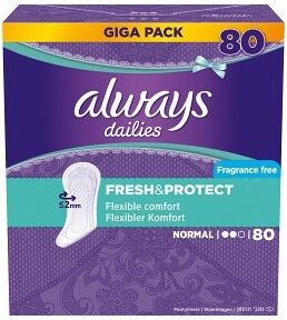 Dailies Fresh &amp; Protect Pantyliners Normal 80 stk Trusseindl&aelig;g