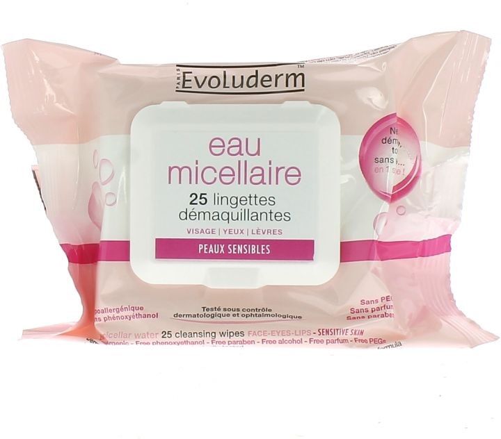 Evoluderm Make Up Remover Micellar Water Sensitive Skin Puhdistuliinat 25 kpl Puhdistusliinat