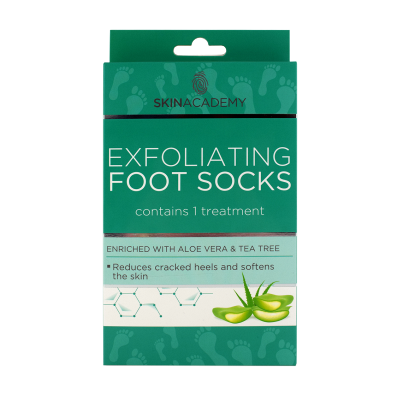 Skin Academy Exfoliating Foot Socks Aloe Vera &amp; Tea Tree 1 pari Jalkojen hoito