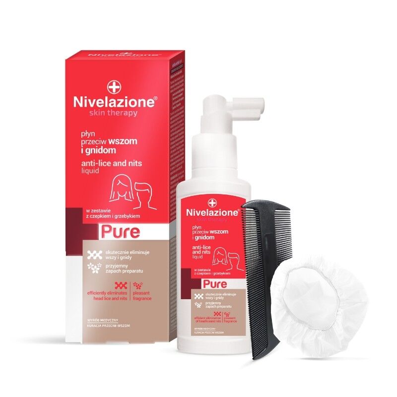 Nivelazione Skin Therapy Pure Anti-Lice &amp; Nits Liquid 100 ml + 2 kpl T&auml;iden Torjunta