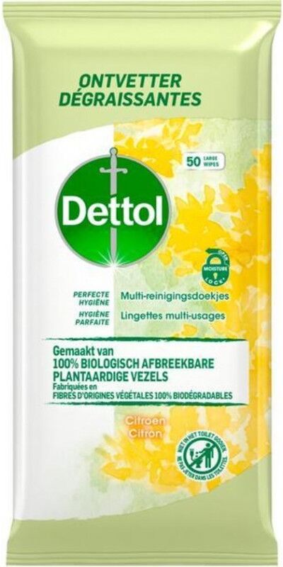 Dettol Perfect Hygiejne Biodegradable Wipes Citrus 50 kpl Puhdistusliinat