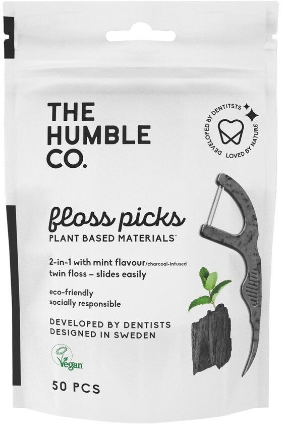 The Humble Co. The Humble Co Dental Floss Picks Charcoal 50pcs