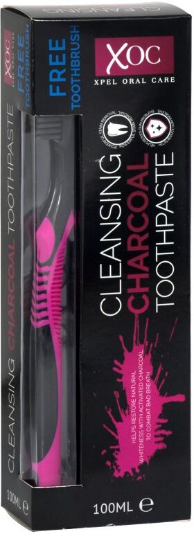 XOC Cleansing Charcoal Tannkrem & Tannbørste 100 ml + 1 stk Tannkrem