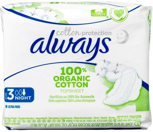 Always Cotton Night Pads 9 stk Bind