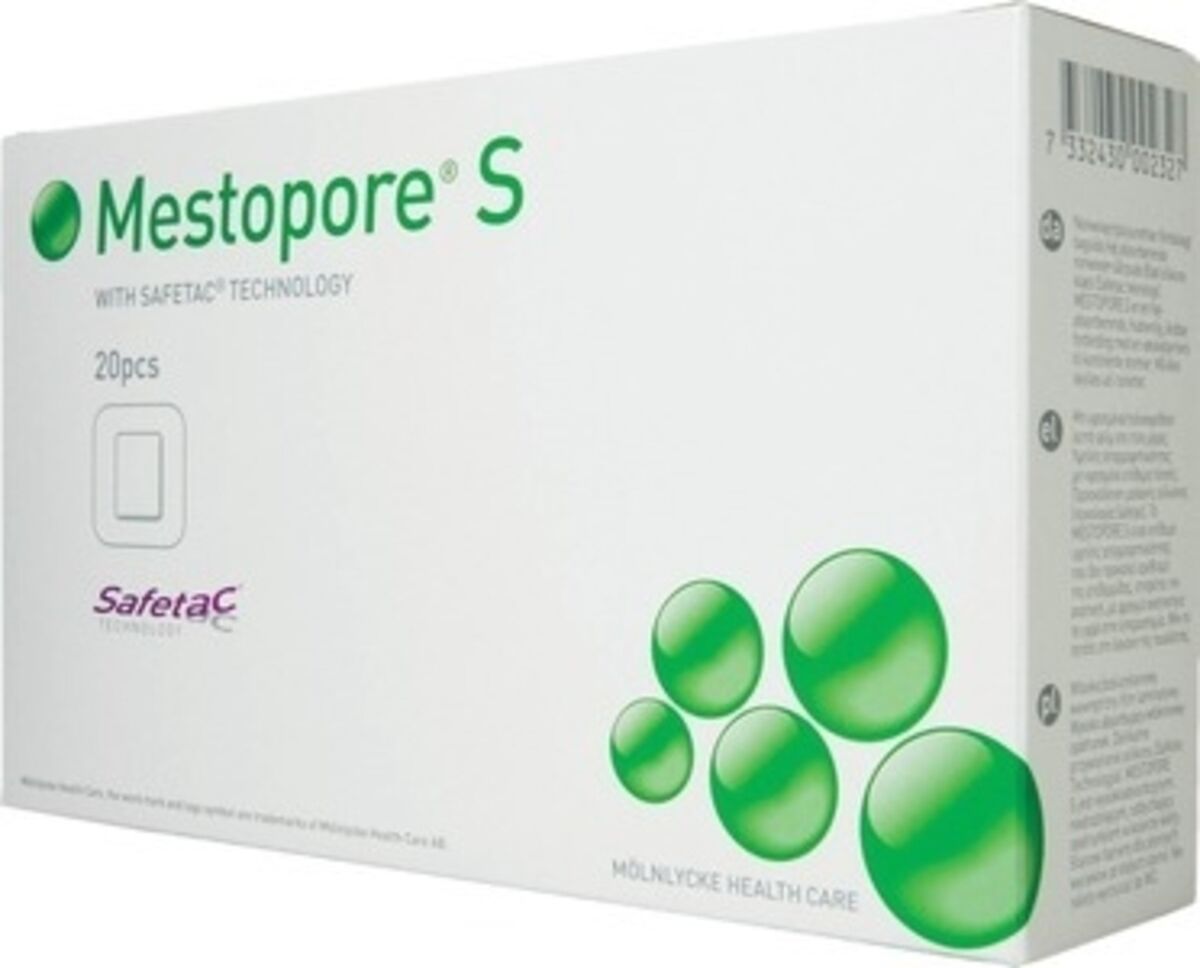 Mepore Mestopore S, Stomiforbinding m. Safetac, 9 cm x 10 cm - 9 x 10 cm - 20 stk