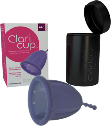 Claripharm Claricup Coupe Menstruelle Antimicrobienne Transparente Taille 3 + Box de Désinfection