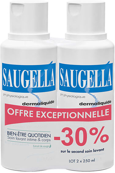 Saugella Dermoliquide Soin Lavant Intime et Corps Lot de 2 x 250ml