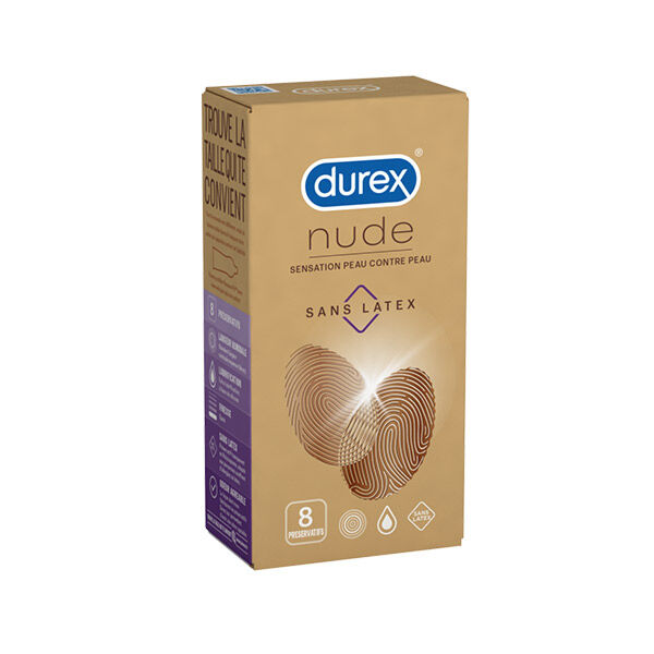 Durex Nude Sans Latex Sensation Peau Contre Peau 8 préservatifs ultra fins