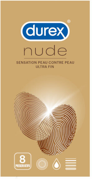 Durex Nude Sensation Peau contre Peau 8 préservatifs ultra fins