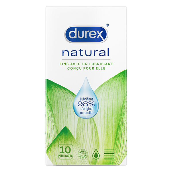 Durex Natural Préservatif Fin avec Lubrifiant pour Elle 10 unités