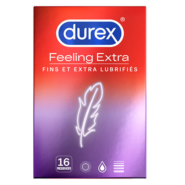 Durex Feeling Extra Préservatif Fin et Extra Lubrifié 16 unités