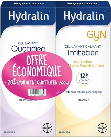 Hydralin Quotidien Gel Lavant 200ml + Gyn Irritation Gel Lavant Calmant 200ml