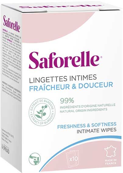 Saforelle Soin & Hygiène Lingettes Intimes Biodégradables Individuelles 10 sachets