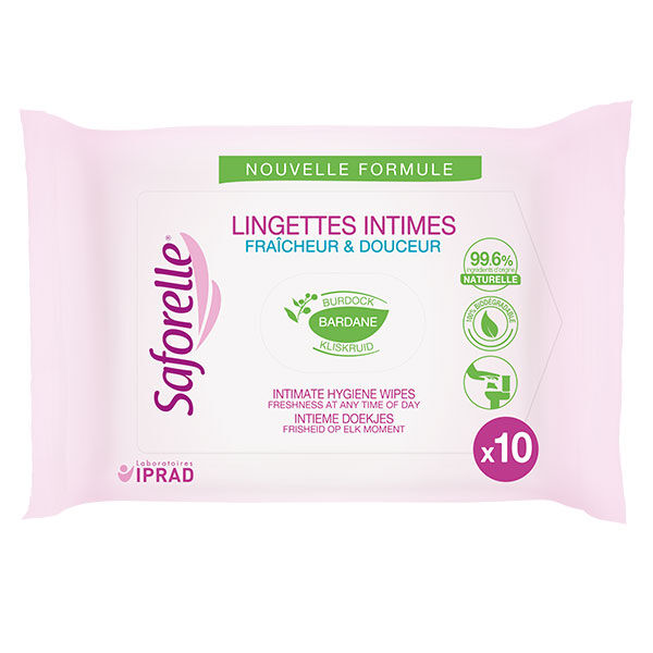 Saforelle Soin & Hygiène Lingettes Intimes Biodégradables Pocket 10 unités