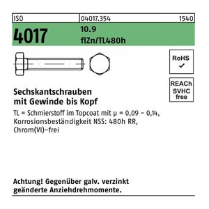 Bufab - Sechskantschraube iso 4017 vg m 12 x 60 10.9 zinkbesch Gleitmittel flZnnc 480h-L