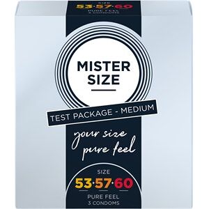 Mister Size Passion & Love Condom sets Medium prøvesmagningssæt 53-57-60 1x kondom str. 53 + 1x kondom str. 57 + 1x kondom str. 60