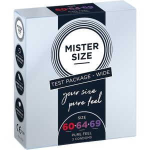 Mister Size Passion & Love Condom sets Bredt smagssæt 60-64-69 1x kondom str. 60 + 1x kondom str. 64 + 1x kondom str. 69