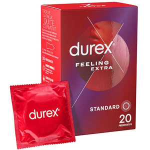 Durex Préservatifs Feeling Extra - 20 Préservatifs Fins et Extra Lubrifiés - Publicité