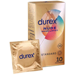 Durex Préservatifs Nude Sans Latex - 10 Préservatifs Sensation Peau Contre Peau - Publicité