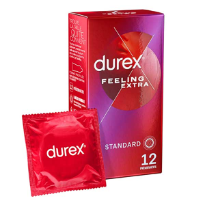 Durex Préservatifs Feeling Extra - 12 Préservatifs Fins et Extra Lubrifiés - Publicité