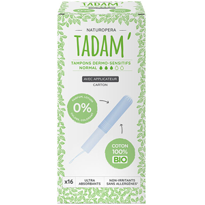 Tadam' Hygiène Féminine Tampon Dermo-Sensitif avec Applicateur Normal Bio 16 unités - Publicité