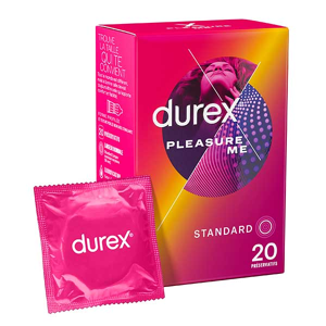 Durex Préservatifs Pleasure Me - 20 Préservatifs Perlés et Nervurés - Publicité