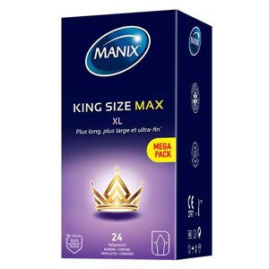 MANIX KING SIZE MAX 24 préservatifs en latex grande taille XL - Maxi Pack - Publicité