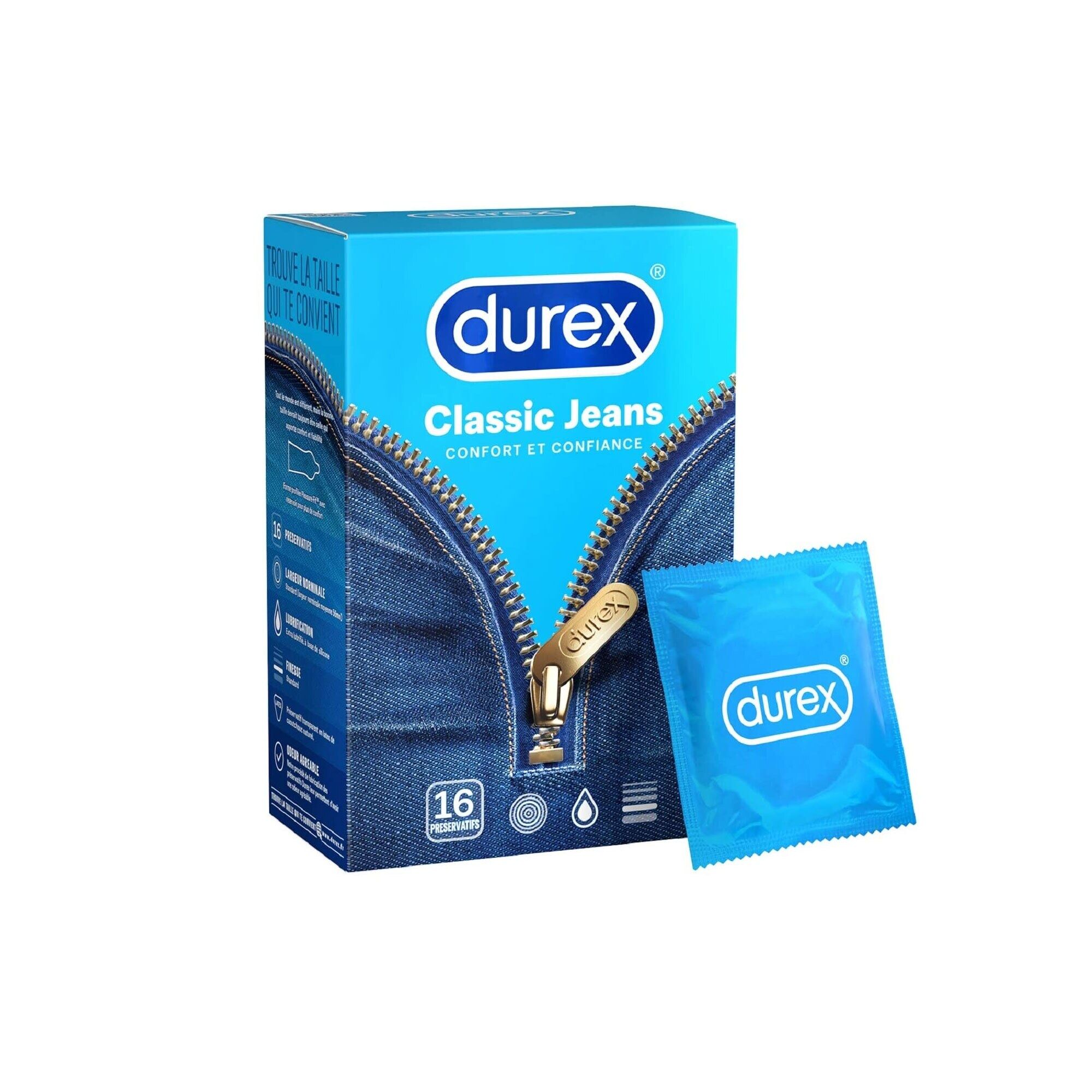 Durex Préservatifs Classic Jeans Boîte de 16