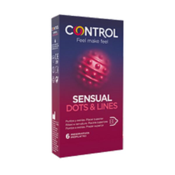 control 2in1 sensual dots&lines profilattici 6 pezzi