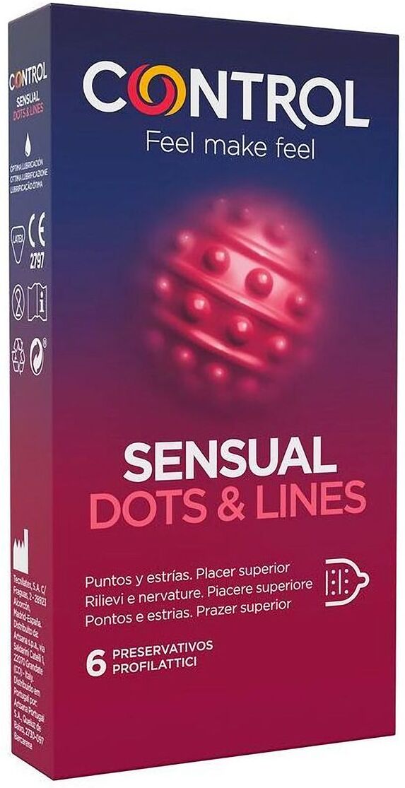 Control Sensual Dots&lines Profilattici 6 Pezzi