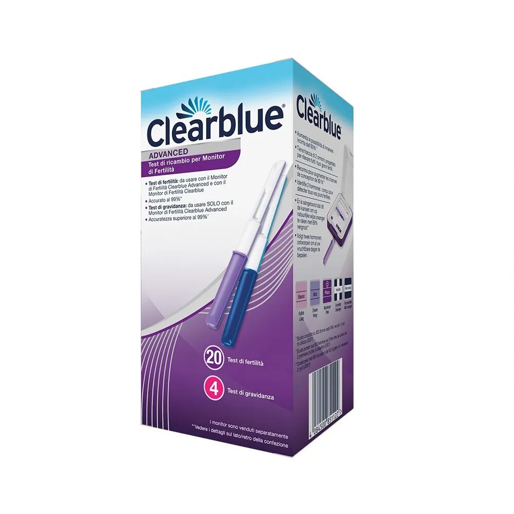 ClearBlue Advanced Test di Ricambio per Monitor di Fertilità 20 Test di Fertilità + 4 Test di Gravidanza