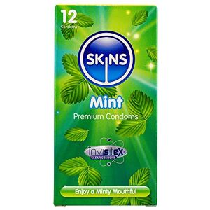 Premium Skins Mint Flavoured Condoms for Oral and Intercourse - Ultra Thin Flavoured Condoms for Oral, Extra Flavoured Lube for Extra Pleasure - Discreet Pack of 12