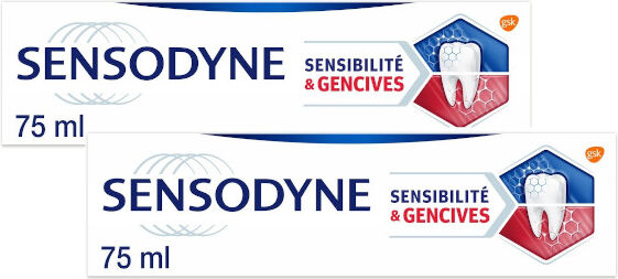 Sensodyne Dentifrice Sensibilité et Gencives Menthe Fraiche Lot de 2 x 75ml