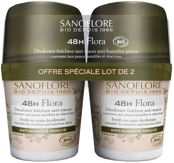 Sanoflore Déodorant Flora Roll-On 48h Bio Lot de 2 x 50ml