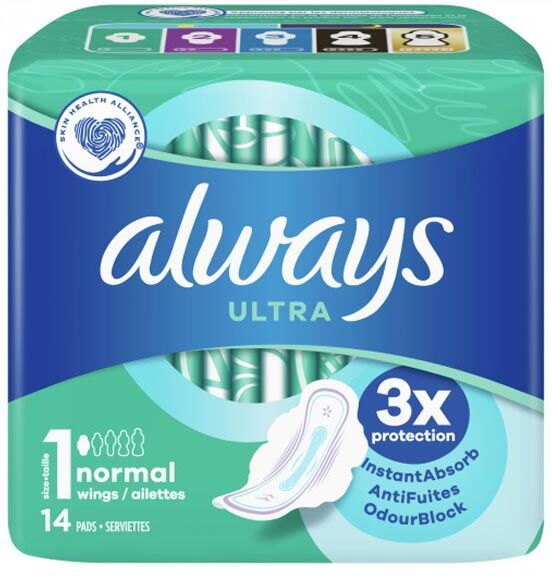 Always Ultra Normal avec Ailettes 14 serviettes