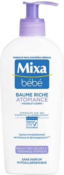 Mixa Bébé Atopiance Baume Riche Visage et Corps Peaux Très Sèches Atopiques 250ml