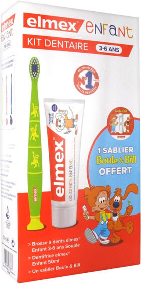 Elmex Junior Kit Dentaire 3-6 ans + Sablier Boule & Bill Offerte