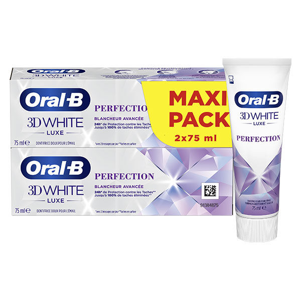 Oral-B Dentifrice Blancheur 3D White Luxe Perfection Lot de 2 x 75ml