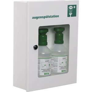 kaiserkraft Augenspülschrank, mit 2 x 500-ml-Augenspülflaschen, weiß