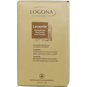 LOGONA Naturkosmetik Lavaerde Pulver, Ghassoul, Tonerde für Haar und Körperpflege, Vegan, Ohne Tenside, 1000 g