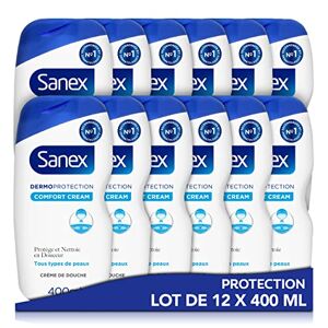Sanex Dermo Protection Duschcreme,entwickelt mit Dermatologen – reinigt sanft, spendet Feuchtigkeit & schützt – macht die Haut widerstandsfähiger – Wiederherstellung 12er pack