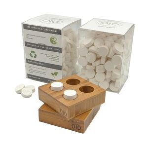 OIO Natura Komprimierte biologisch abbaubare Tücher von OIO (Packung mit 400 Stück) + 2 Bambussockel Duo
