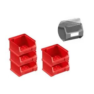 PROREGAL 5x Rote Sichtlagerbox 1.0 mit Abdeckung   HxBxT 6x10x10cm   0,4 Liter   Sichtlagerbehälter, Sichtlagerkasten