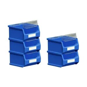 PROREGAL 5x Blaue Sichtlagerbox 1.0 mit Abdeckung   HxBxT 6x10x10cm   0,4 Liter   Sichtlagerbehälter, Sichtlagerkasten