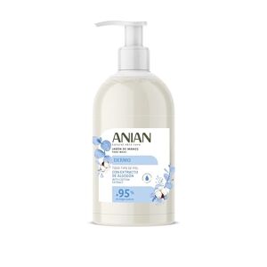 ANIAN Dermo Handseife, 500 ml, für alle Hauttypen, mit Baumwollblüte und Glycerin, reinigt und spendet Feuchtigkeit, zarte Pflege, 95% Inhaltsstoffe natürlichen Ursprungs