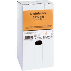 Plum Deutschland GmbH Plum Disinfector 85 % Händedesinfektionsgel, Handdesinfektion mit wirksamen Schutz vor Bakterien, Pilzen und Viren, 1 Liter - Bag in Box